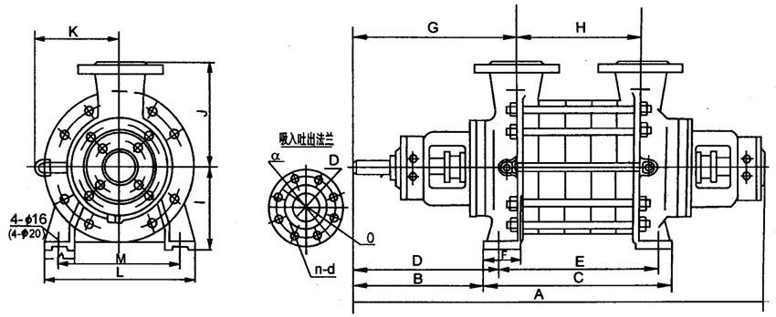 2.5GC-3.5、4GCGC型臥式多級離心泵外型尺寸圖