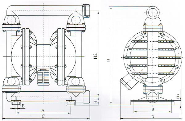氣動隔膜泵結(jié)構(gòu)圖